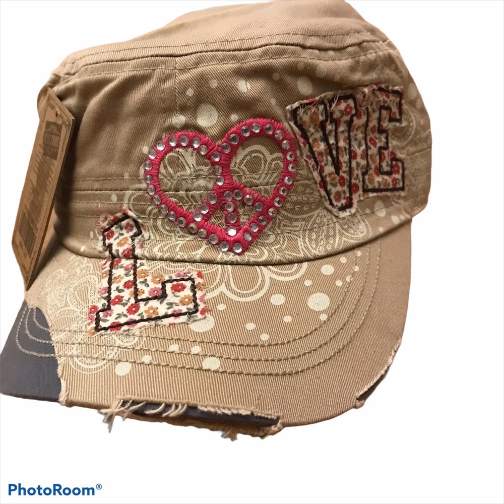 KBETHOS Cadet Cap rhinestone Vintage  Brown - Picture 4 of 6